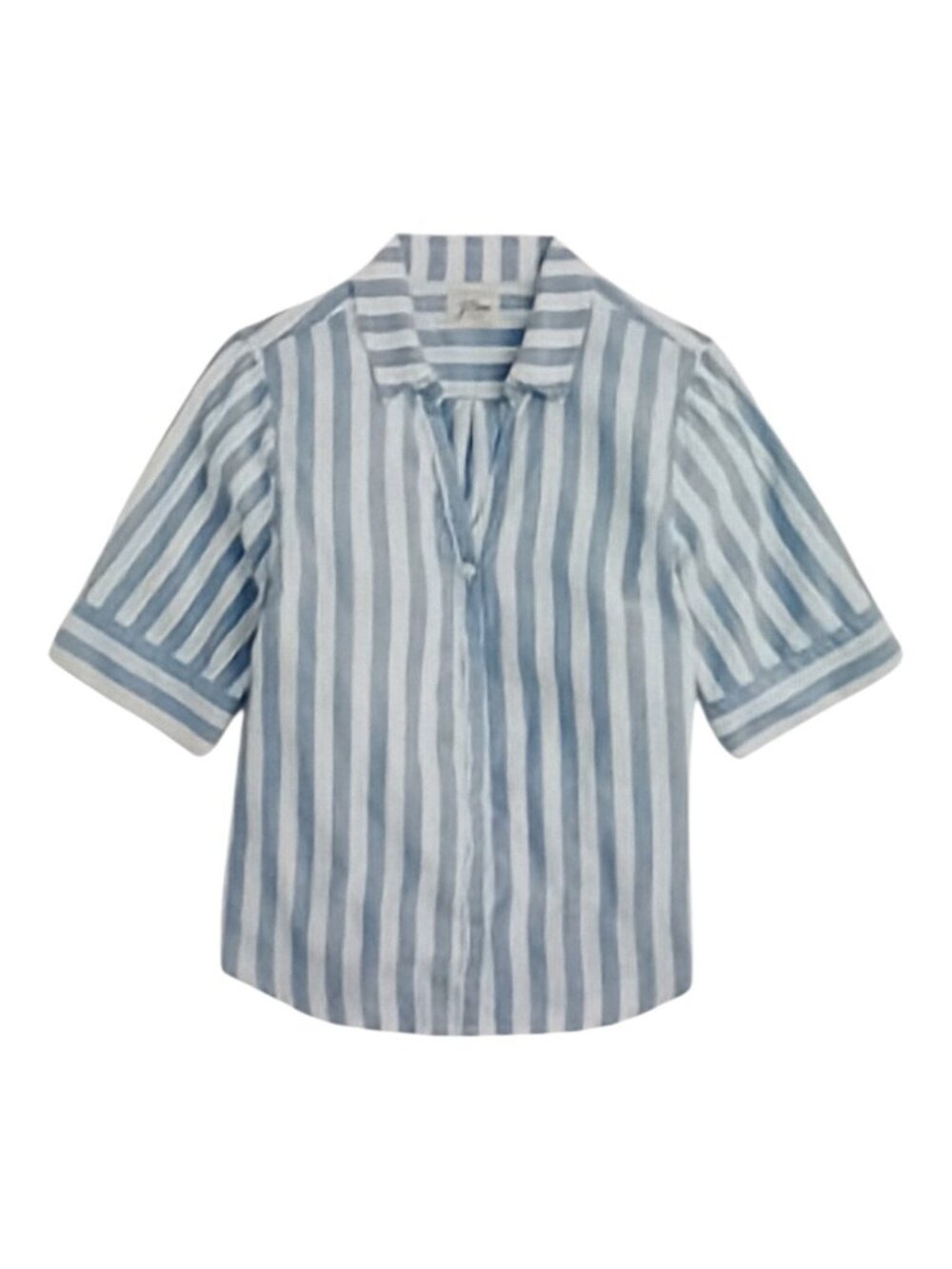 J CREW Women's Small Light blue White Vertical Stripe Top Shirt Classic Preppy